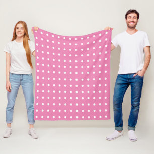 Rosa und weiße Polka-Punkte Fleecedecke