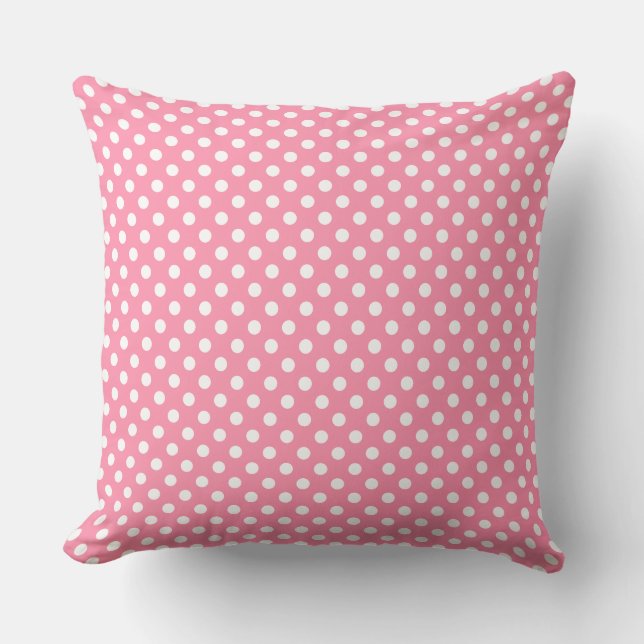 Rosa und weiße Polka-Punkte Kissen (Vorderseite)