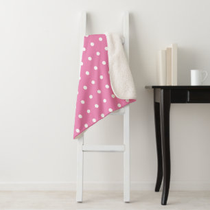 Rosa und weiße Polka-Punkte Sherpadecke