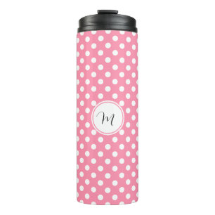 Rosa und weiße Polka-Punkte Thermosbecher