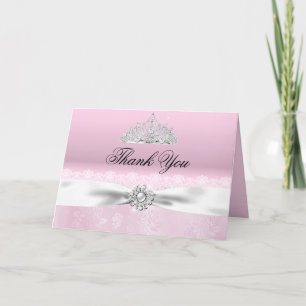 Rosa und Weiße Prinzessin Tiara Danke Karte