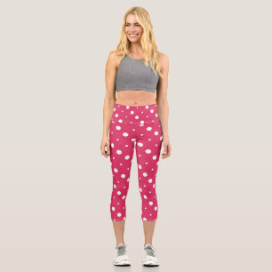 rosa und weiße Punkte Capri Leggings