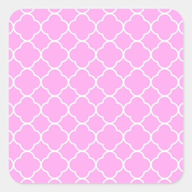 Rosa und weiße Quatrefolienmuster Quadratischer Aufkleber (Vorderseite)