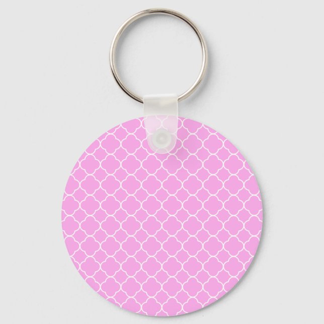 Rosa und weiße Quatrefolienmuster Schlüsselanhänger (Vorderseite)