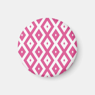 Rosa und weiße Rautenmuster Magnet