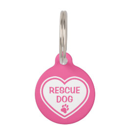 Rosa und weiße Rescue Hundeherz mit benutzerdefini Haustiermarke