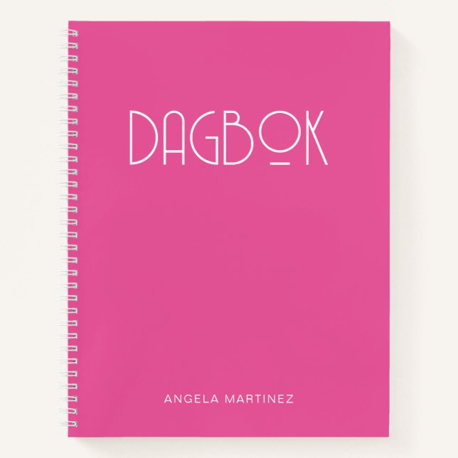 Rosa und weiße Retro-Dagbok Notizbuch (Vorderseite)
