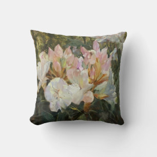 Rosa und weiße Rhododendren Tiefgrüne Foliage Kissen