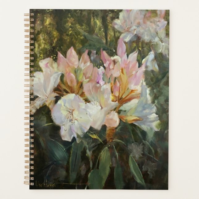 Rosa und weiße Rhododendren Tiefgrüne Foliage Planer (Vorderseite)