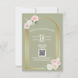 Rosa und weiße Rose blüht Hochzeiten RSVP Karte