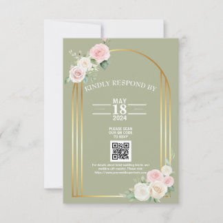 Rosa und weiße Rose blüht Hochzeiten RSVP Karte