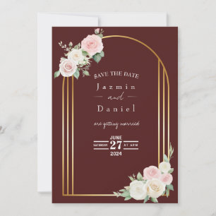 Rosa und weiße Rose blüht Hochzeiten Save The Date