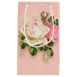 Rosa und Weiße Rose Bouquet Kleine Geschenktüte