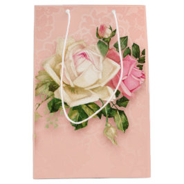 Rosa und Weiße Rose Bouquet Mittlere Geschenktüte