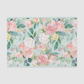 Rosa und weiße Rosen auf Aqua-Hintergrund decoupie Seidenpapier