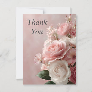 Rosa und Weiße Rosen auf hellrosa Danke Karte