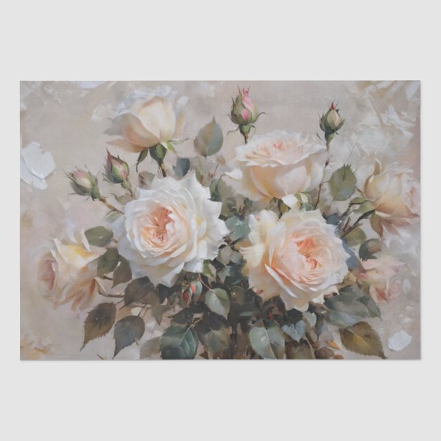 Rosa und Weiße Rosen Druckauflösung / Seidenpapier (Vorderseite)