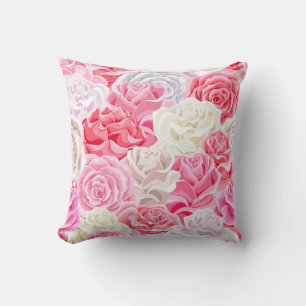 Rosa und weiße Rosen nahtlos Muster. Blume Kissen