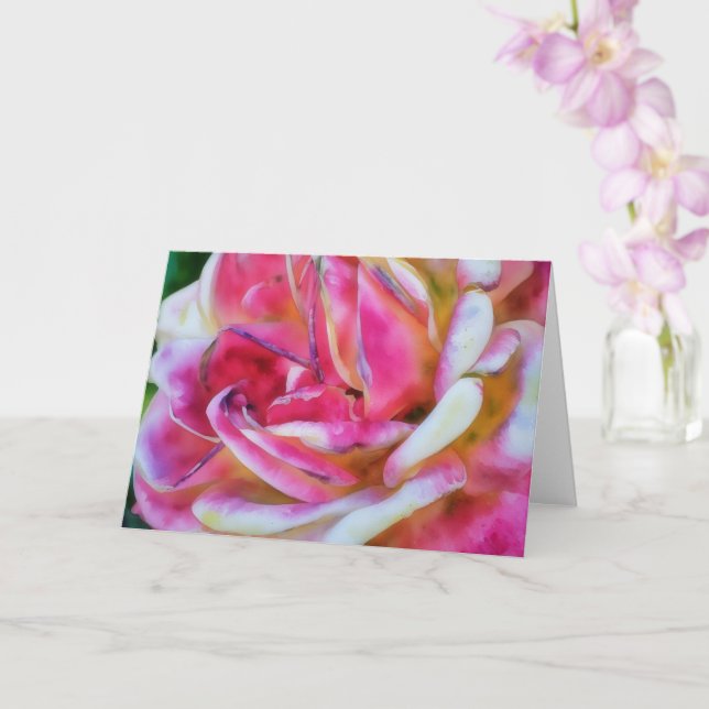 Rosa und Weiße Rosen Stil Kunst Karte (Orchidee)