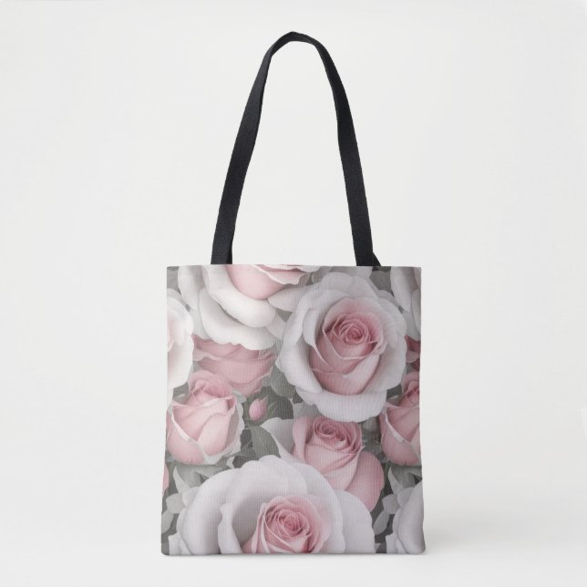 Rosa und Weiße Rosen Tasche (Vorderseite)