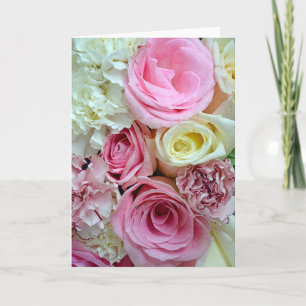 Rosa und weiße Rosendruck-Grußkarte Karte