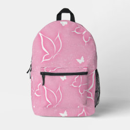 Rosa und weiße Schmetterlinge funkeln rosa Hinterg Bedruckter Rucksack