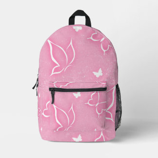 Rosa und weiße Schmetterlinge funkeln rosa Hinterg Bedruckter Rucksack