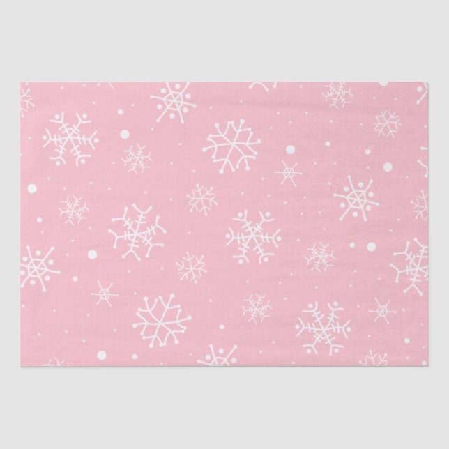 Rosa und weiße Schneeflocken  Seidenpapier (Vorderseite)