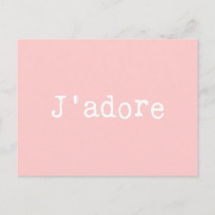 Rosa und Weiße Schreibmaschinenschrift J'adore Postkarte