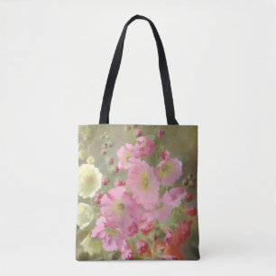 Rosa und weiße Stockrosen von Anthonore Christense Tasche