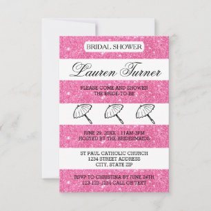 Rosa und weiße Streifen -3x5 Bridal Dusche Einladu Einladung