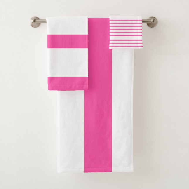 Rosa und weiße Streifen Badehandtuch Set (Insitu)