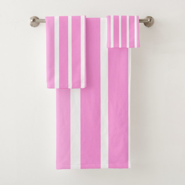 Rosa und weiße Streifen Badhandtuch Set (Insitu)