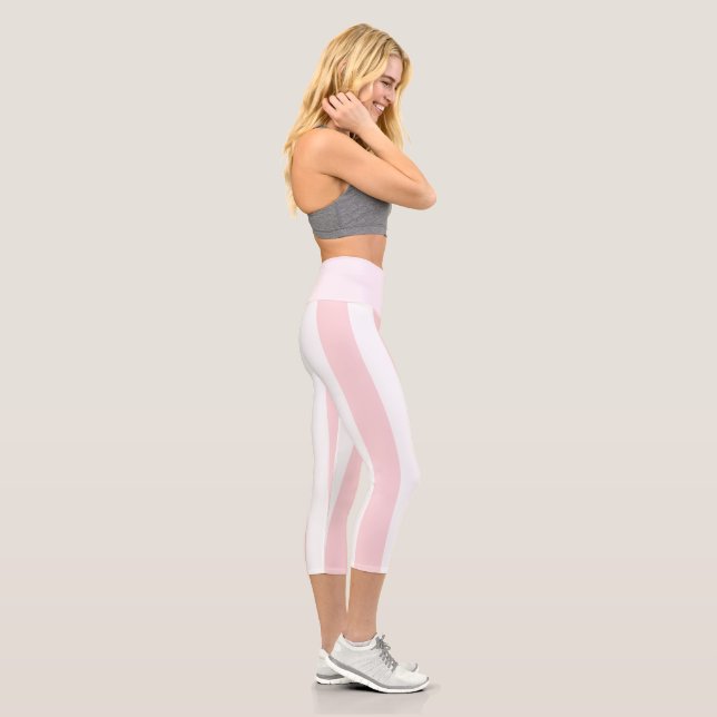 Rosa und weiße Streifen Capri Leggings (Rechts)