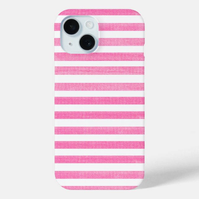 Rosa und weiße Streifen Case-Mate iPhone Hülle (Rückseite)