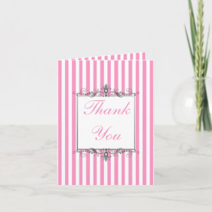 Rosa und weiße Streifen Danke Karte