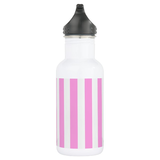 Rosa und weiße Streifen Edelstahlflasche (Rechts)