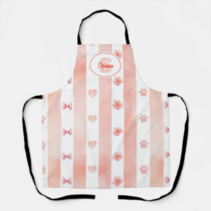 Rosa und weiße Streifen - Herz, Rose, Paw Print Schürze