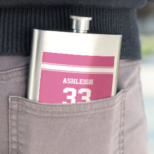 Rosa und weiße Streifen Jersey Fußball Flachmann