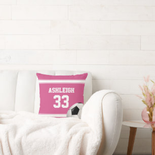 Rosa und weiße Streifen Jersey Fußball Kissen