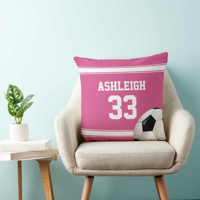 Rosa und weiße Streifen Jersey Fußball Kissen (Stuhl )