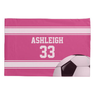 Rosa und weiße Streifen Jersey Fußball Kissenbezug
