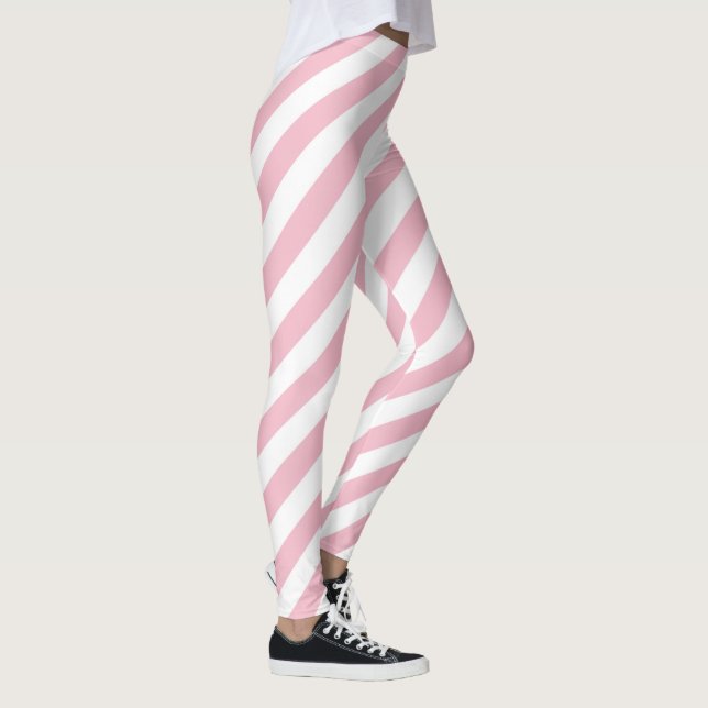 Rosa und weiße Streifen Leggings (Rechts)
