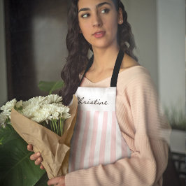 Rosa und weiße Streifen mit Namen Schürze