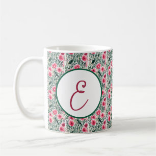 Rosa und weiße Streifen, monogramm Kaffeetasse