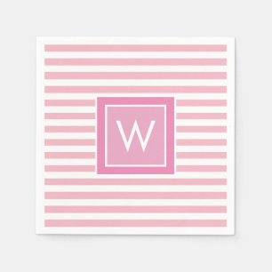 Rosa und weiße Streifen Monogramm, Preppy Blush Serviette