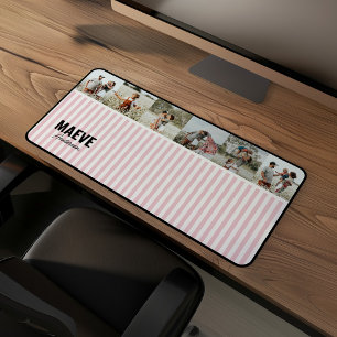 Rosa und weiße Streifen personalisiert modernes Fo Schreibtischunterlage