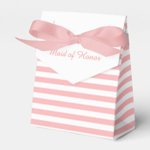 Rosa und weiße Streifen personalisiertes Hochzeits Geschenkschachtel