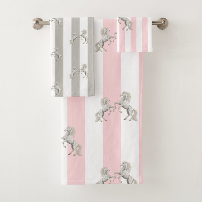 Rosa und weiße Streifen - Set Handtuch (Insitu)