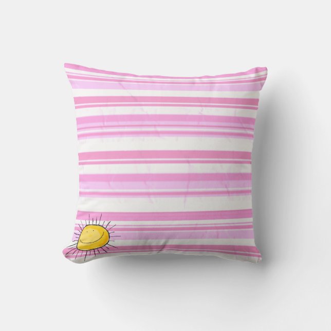 Rosa und weiße Streifen Sonnenscheinwerfer Kissen (Vorderseite)